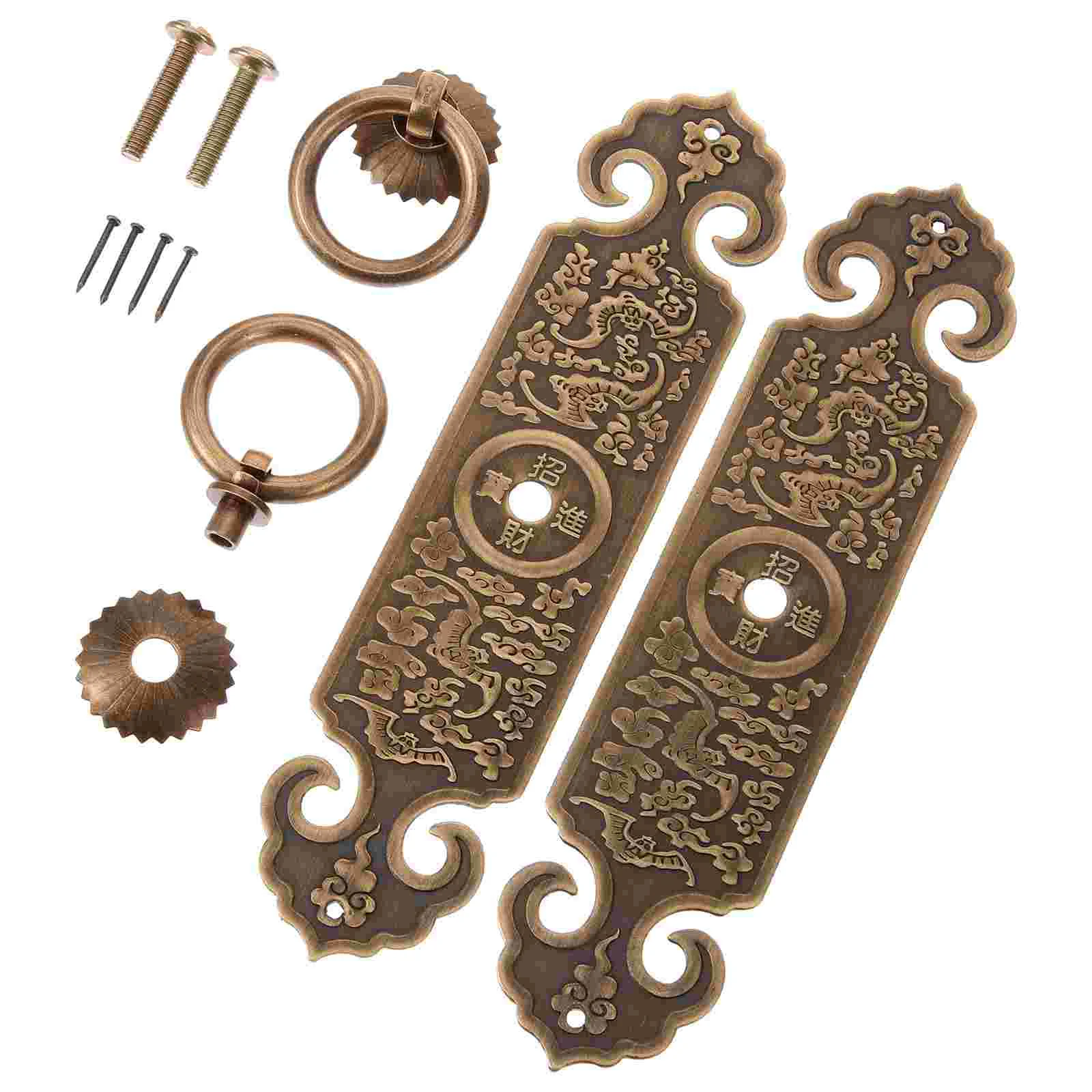 

2 Pcs Birthday Decoration Girl Metal Handle Decorative Drawer Chinese Style Pull Rings Cabinet