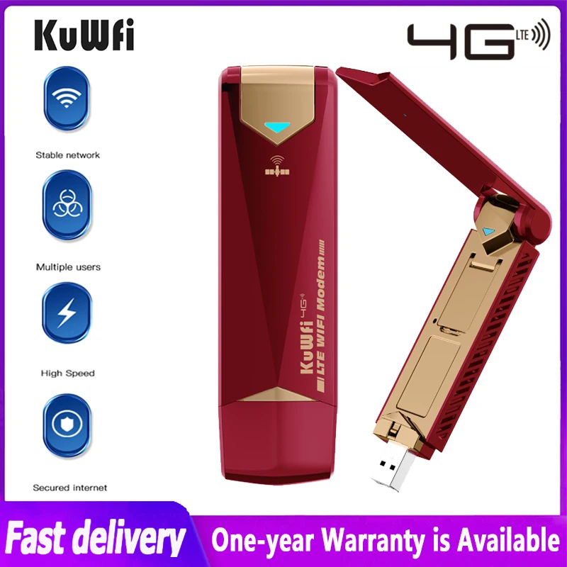 

KuWFi 150Mbps USB Dongle 4G WiFi Modem Unlock Mobile LTE Router With Sim Card Pocket Mini Outdoor WiFi Portable Hotspot Mifi