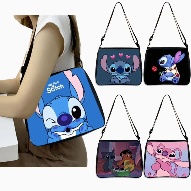 

New Disney Fashion Handbags for Women Cartoon Movie Lilo and Stitch Print Underarm Bag Anime Stitch Crossbody Bag Girls Gifts