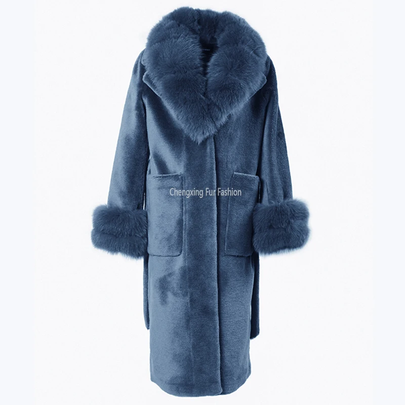 Женское модное бутиковое пальто из искусственной овечьей шерсти с большим