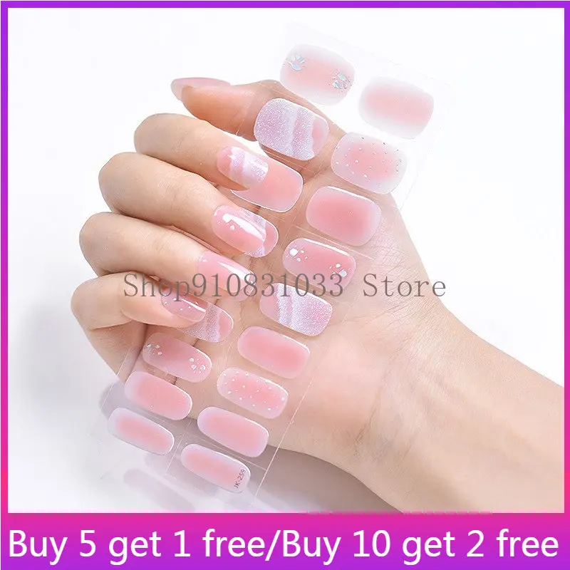 

New Arrival Semi Cured Gel Nail Stickers set for UV Lamp Designer 3D Nails Polish Wraps Fashion Design Gel Nail Art Stickers