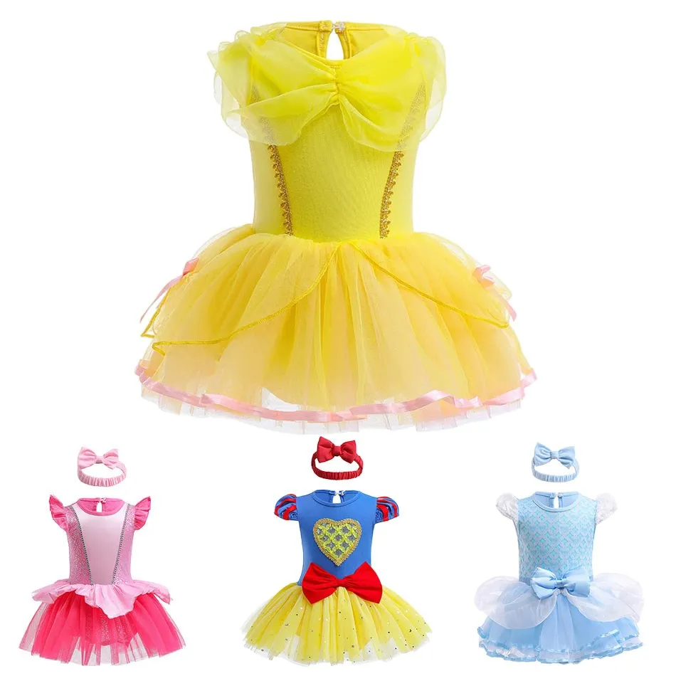 

New Baby Girls Bodysuit Toddler Romper Jumpsuit For Kids Elsa Anna Snow White Brithday Party Dresses Newborn Clothes 3-18Months