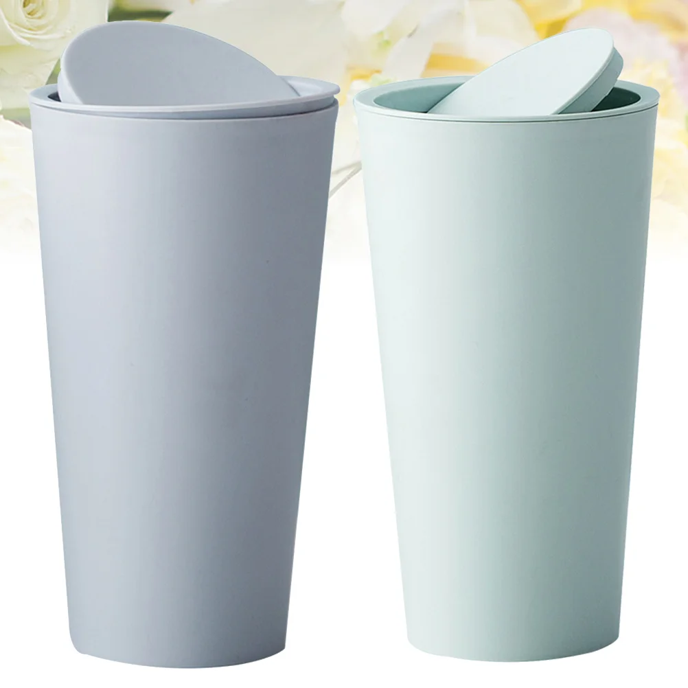 

2pcs Tiny Waste Bin Desktop Trash Can with Swing Lid Wastebasket Garbage Bin for Bathroom Vanity Tabletop Makeup Sponges