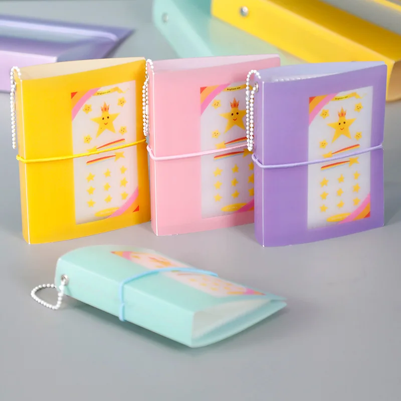 

Mini Photo Album Cute Star Printing Card Bag Card Holder With Chain Photos Collect Book Photo Holder 2/3inch 20/36 Pockets