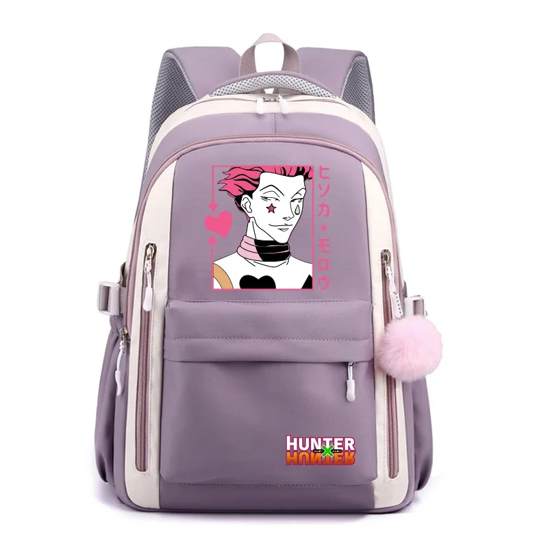 Охотник х рюкзак Дышащая сетка 30 × 42 23 см черная синяя фиолетовая розовая Hunter x