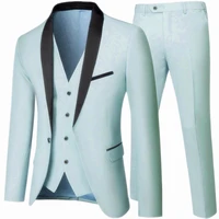 black men autumn wedding party three pieces set large size 5xl 6xl male blazer coat pants and vest fashion slim fit suit