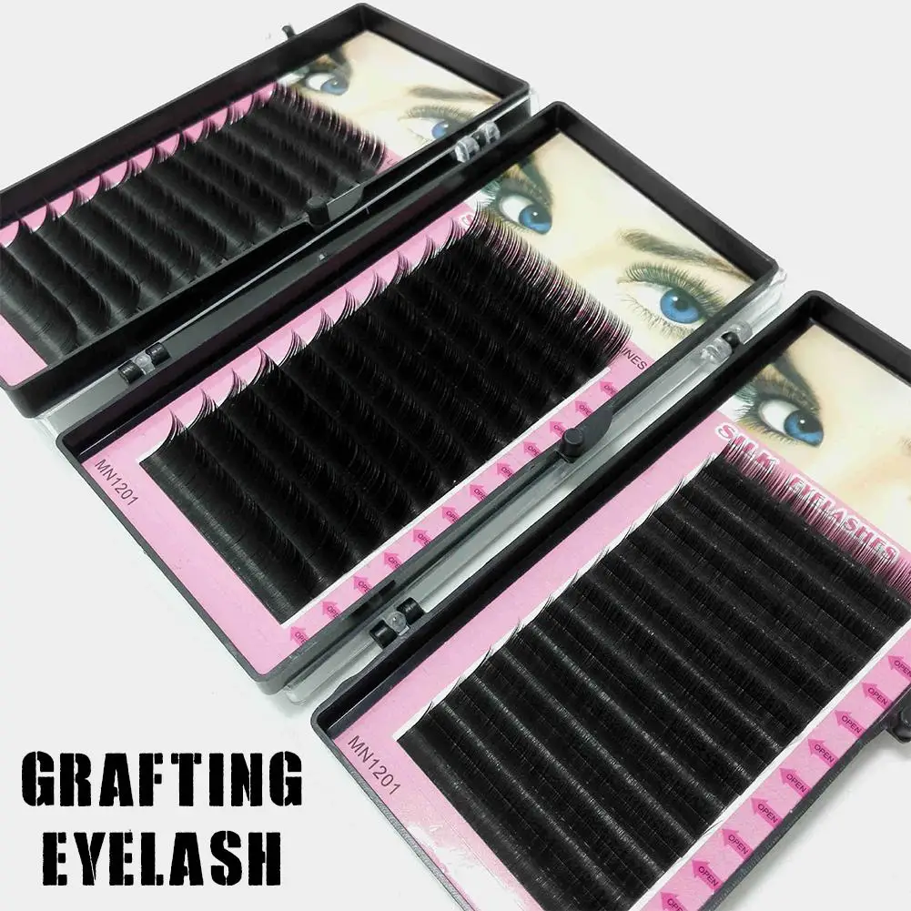 

1Box High Quality Natural Faux Silk Tray Eyelash Extension Individual Professional 3D Eyelashes Soft Mink False Lashes Curl W6N6