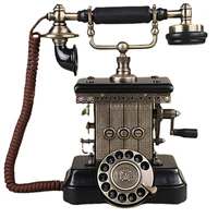 european style metal antique telephone rotating dial classical mechanical bell turntable dial retro landline machine