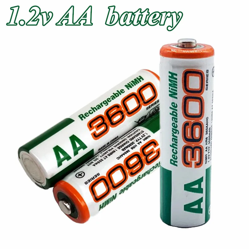 

Nueva batería AA de 1,2 V 3600mAh NI MH baterías precargadas Ni-MH batería recargable AA3600 para juguetes Cámara micrófono banc