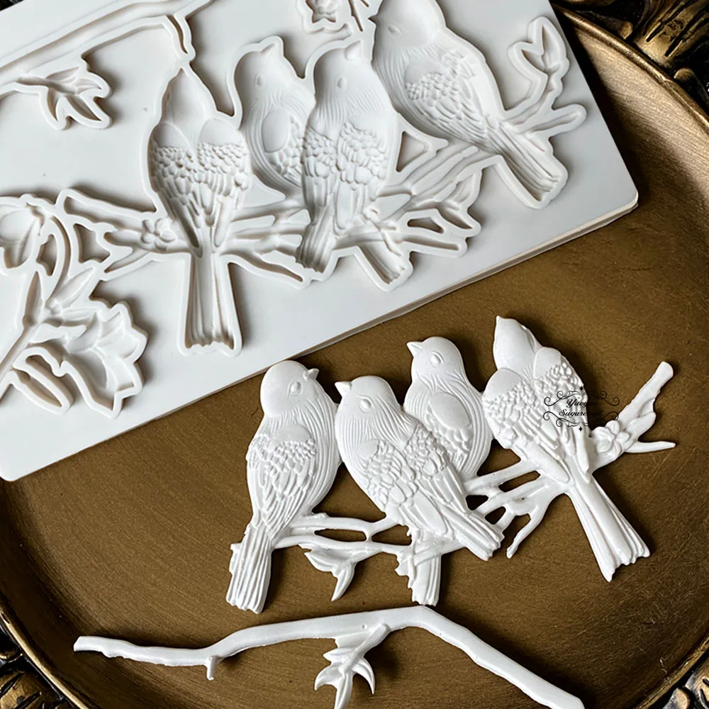 

Flower Epoxy Resin Plaster Silicone Mould cake mold Birds fondant molds cake decorating tools chocolate fondant tools DIY