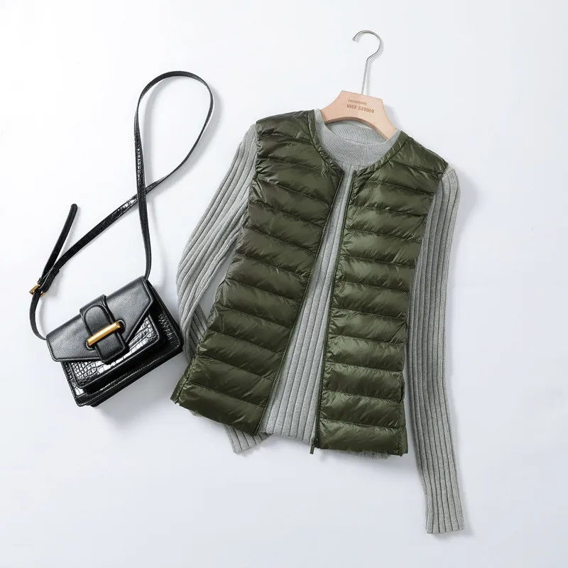 8XL Autumn Winter Women Sleeveless Waistcoat Warm Puffer Jacket Ultra Light White Duck Down Vest Female Short Oversize Outwear