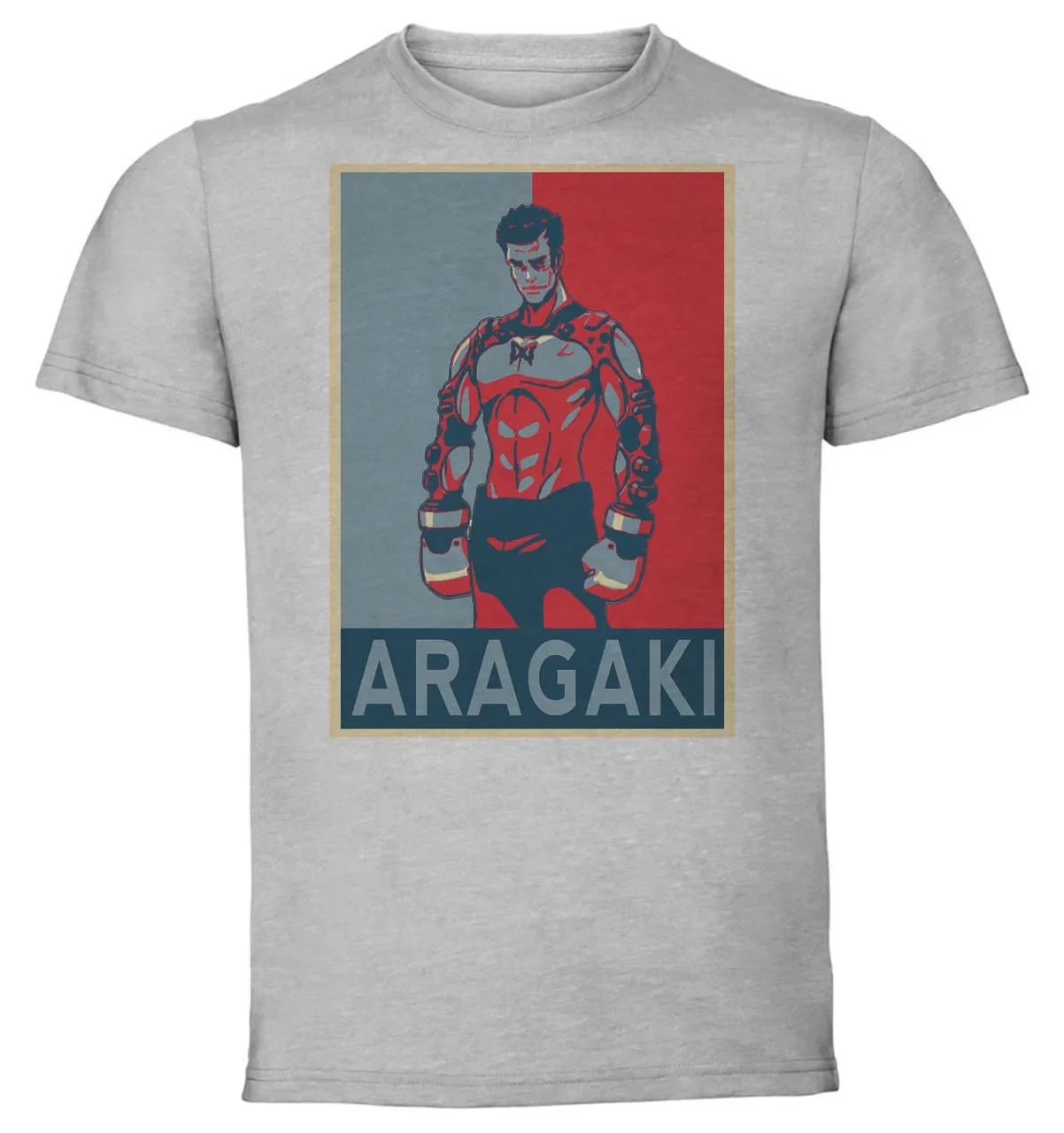 Футболка унисекс-серый-пропаганда-Megalobox Aragaki