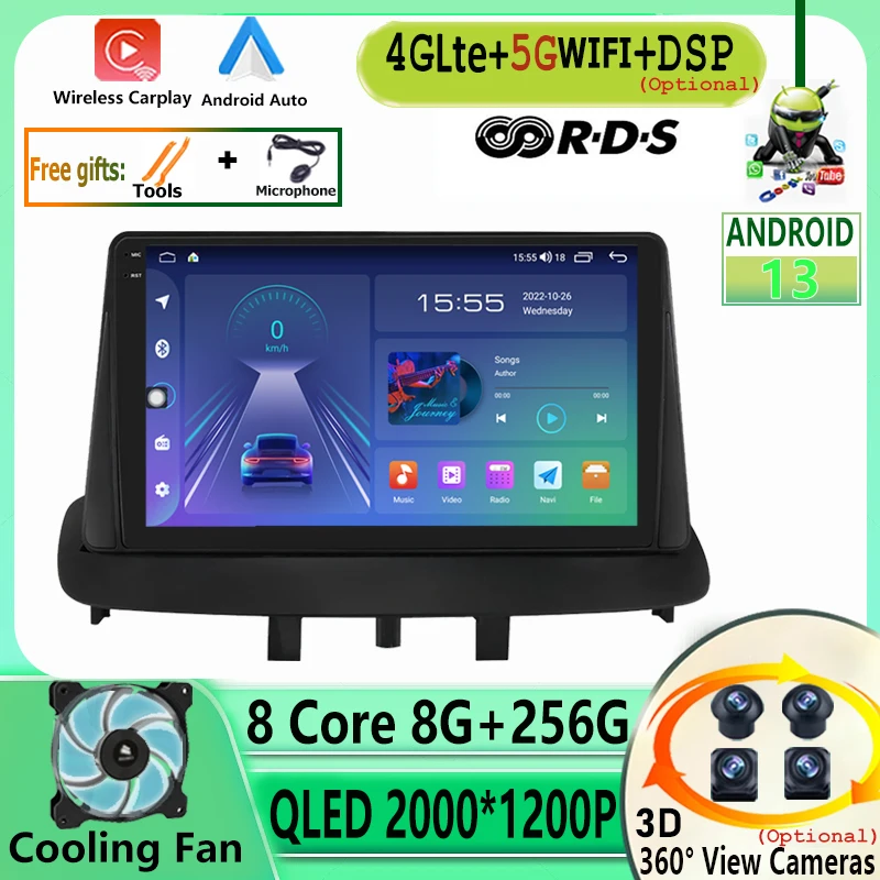 

Carplay стерео Android 13 для Renault Megane 3 Fluence 2008 -2014 автомобильное радио мультимедийный видеоплеер GPS-навигация DSP без DVD