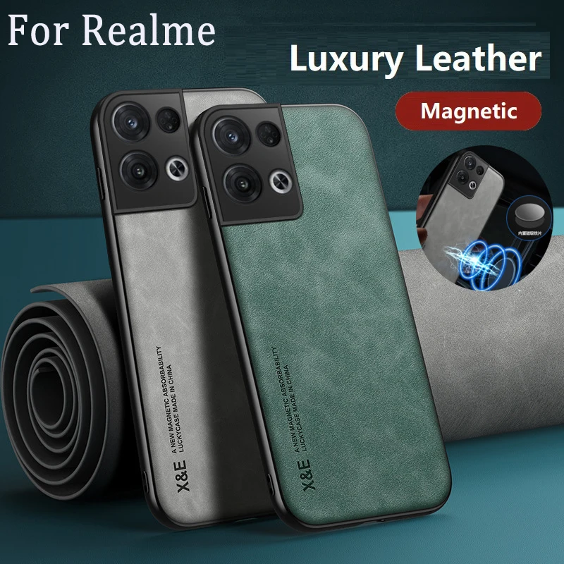 

Magnet Leather Cases for Realme C30 V23 Cover Shockproof Matte PU Fur Fit Skin Phone Shell Bumper