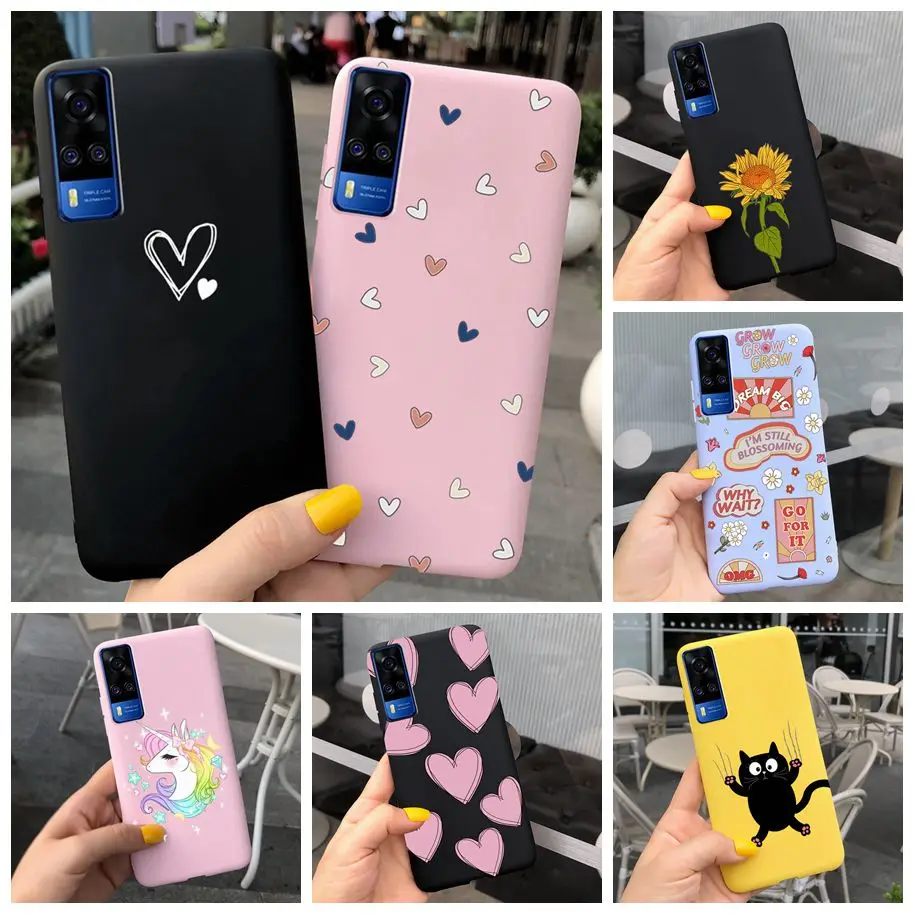 ДЛЯ Vivo Y51 Y31 Чехол Для Пары Любовь Сердце окрашенный матовый чехол для VivoY51 2020 V2030 мягкий чехол для VivoY31 V2036 Y 31 Y 51 бампер