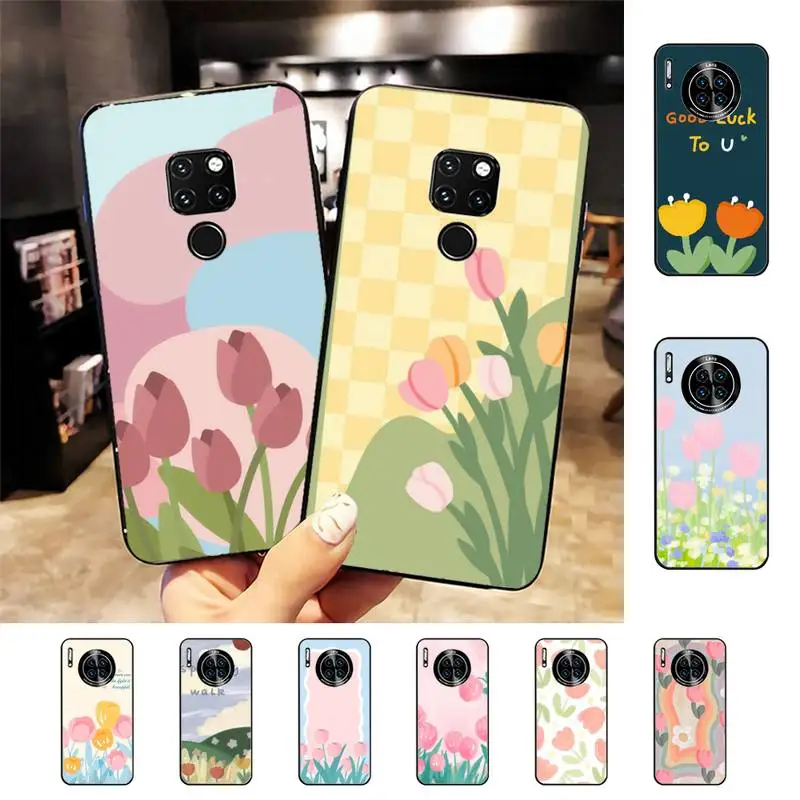 

Tulip Flower Phone Case for Huawei Mate 20 10 9 40 30 lite pro X Nova 2 3i 7se