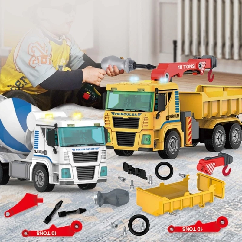 

Pull Back Vehicle with Light & Sound Assorted Large Construction Truck Toy
