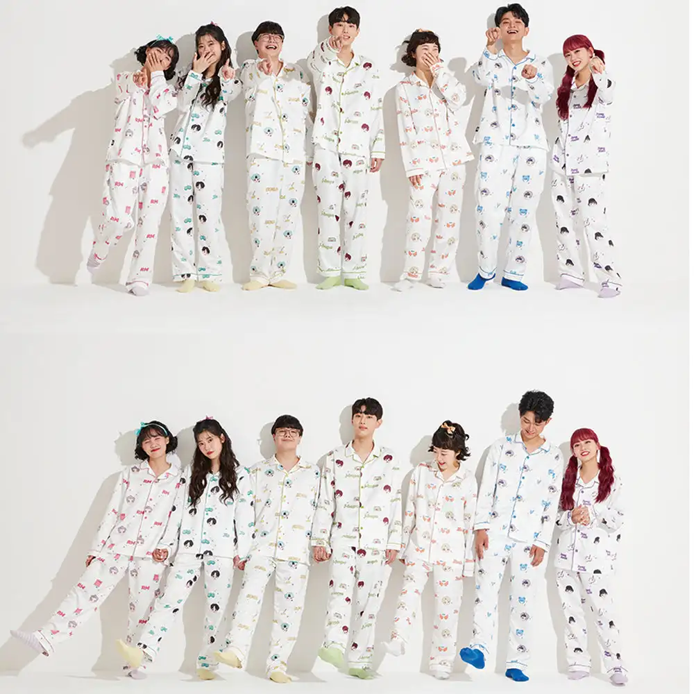 

2022 new jungkook Cartoon Cute Pajamas Set Top Shirts Pants Kawaii Homewear Suit Female Spring Summer Korean Sleepwear Suits
