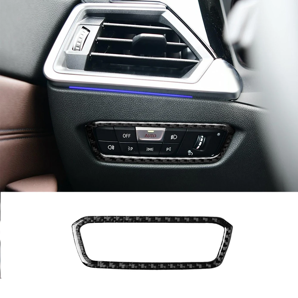 

1Pcs Carbon Fiber Headlight Switch Panel Sticker Trim For BMW 3 Series G20 G28 325li 330d 335 2019-20 Car Accessory
