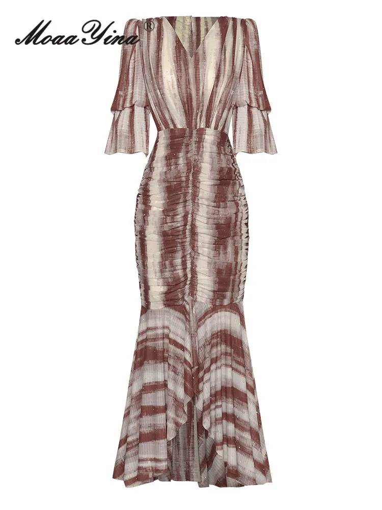 Женское винтажное платье с блестками MoaaYina летнее дизайнерское высокого качества