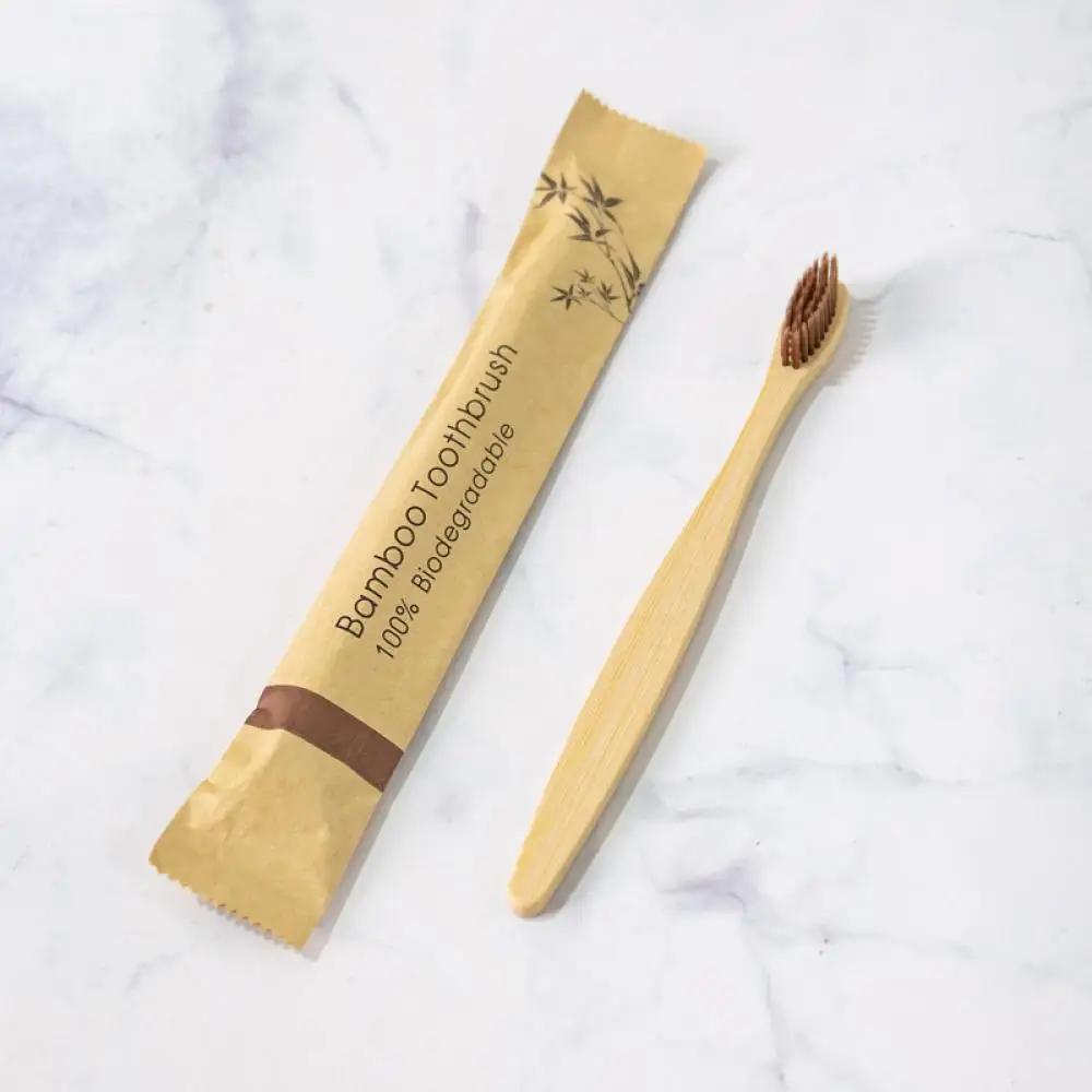 

1Pc Brown Eco Friendly Toothbrush Bamboo Toothbrushes Resuable Portable Adult Wooden Soft Tooth Brush for Home Travel Hotel B01