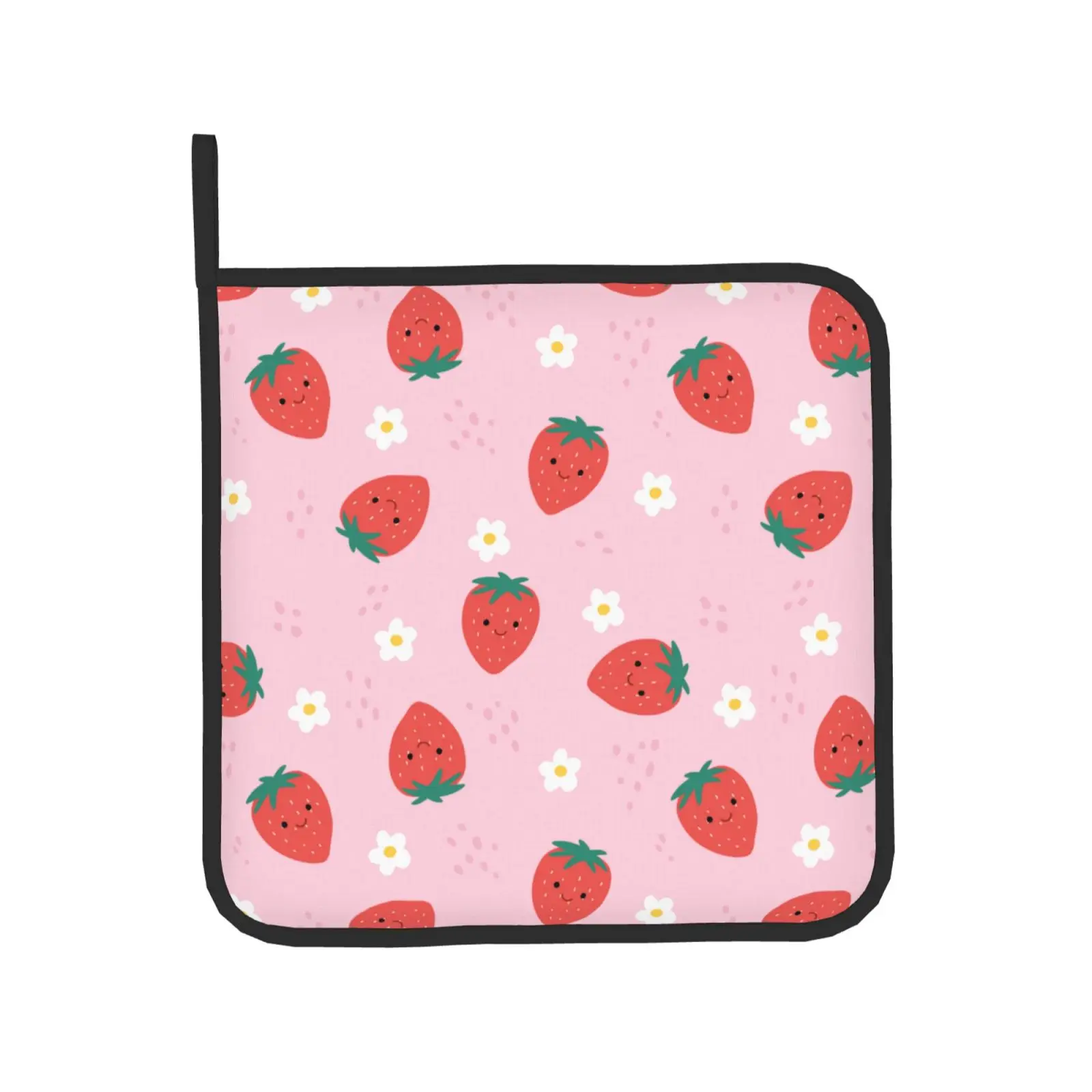 Рукавицы и варежки для духовки с клубничкой 2 шт. термостойкие Нескользящие