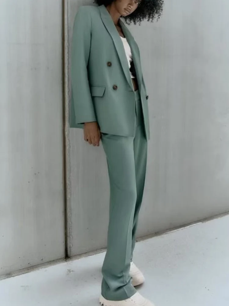

Женский брючный костюм Kumsvag, повседневный однотонный костюм из двух предметов, свободный пиджак и брюки, элегантная офисная одежда, осень 2022