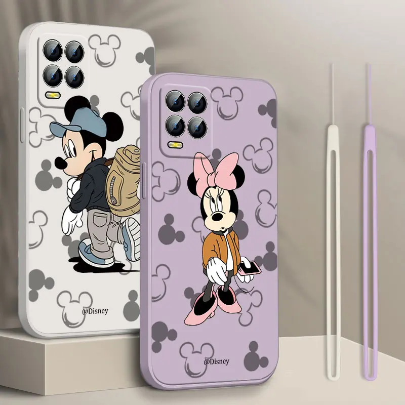 

Disney Mickey Minnie Phone Case For Realme Q3S GT 2 S7 ST S2 C25Y C21Y C11 C17 Narzo 50A 50i 30 20 Liquid Rope Funda Cover Soft