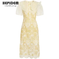 hepidem clothing runway fashion autumn party dresses womens sexy lace embroidery vintage mesh sleeveless long dress 63535