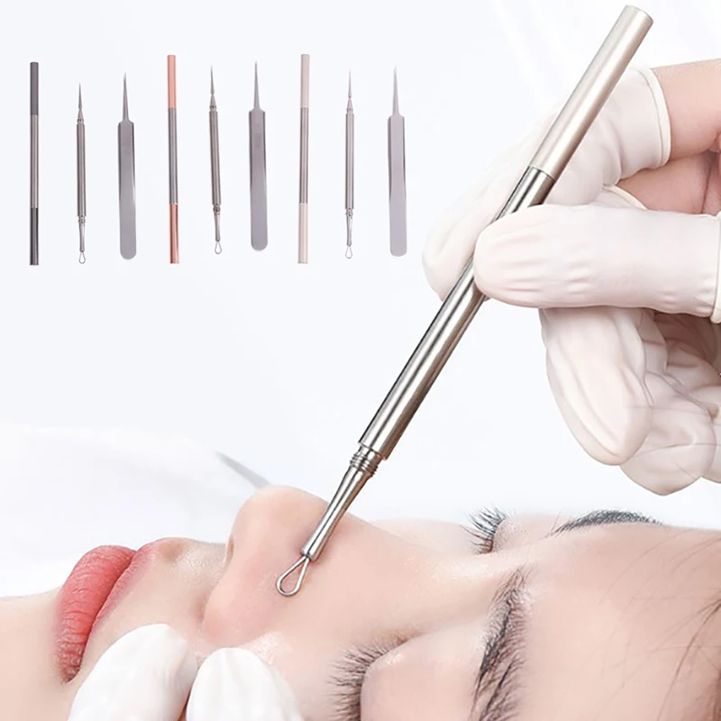 

Metal Blackhead Remover Acne Removal Needle Professional Pimple Spot Popper Tools Kit Extractor Face Skin Care 1 Set