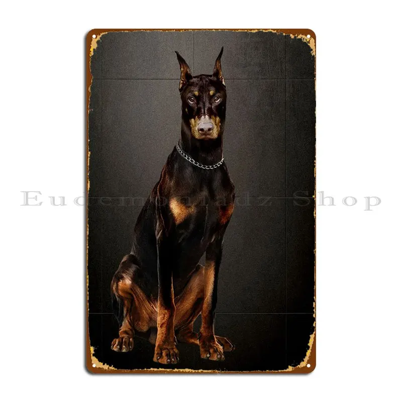 

Doberman надежный защитный металлический плакат, персонализированный Настенный декор для клуба, дизайнерский оловянный плакат