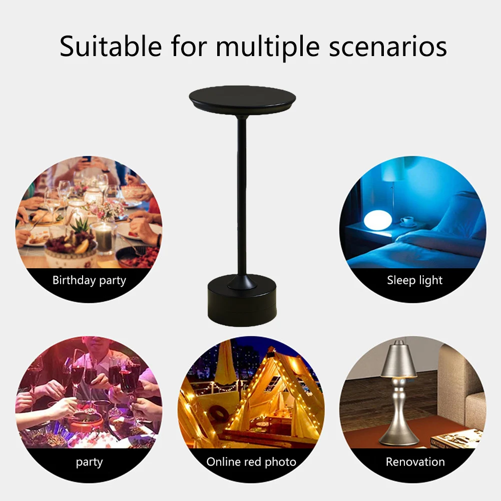

LED Bedside Lamp Rechargeable Battery Touchable Desktop Decor Light Dimmable Reading Desk Lights Eye Protecting for Living Room