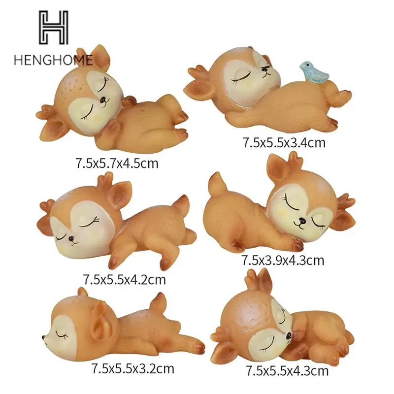 

Cute 3D Sleeping Deer Figurines Toys Home Decor Resin Ornament Cake Topper Party Home Office Desktop Decoration Birthday Gifts