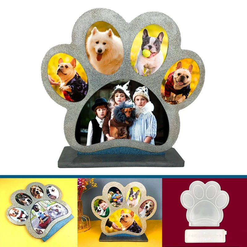 

Dog Paw Shape Photo Frame Mold Epoxy Glue Silicone Mold Table Soft Ceramic Plaster Ornament Pendant Home Decoration