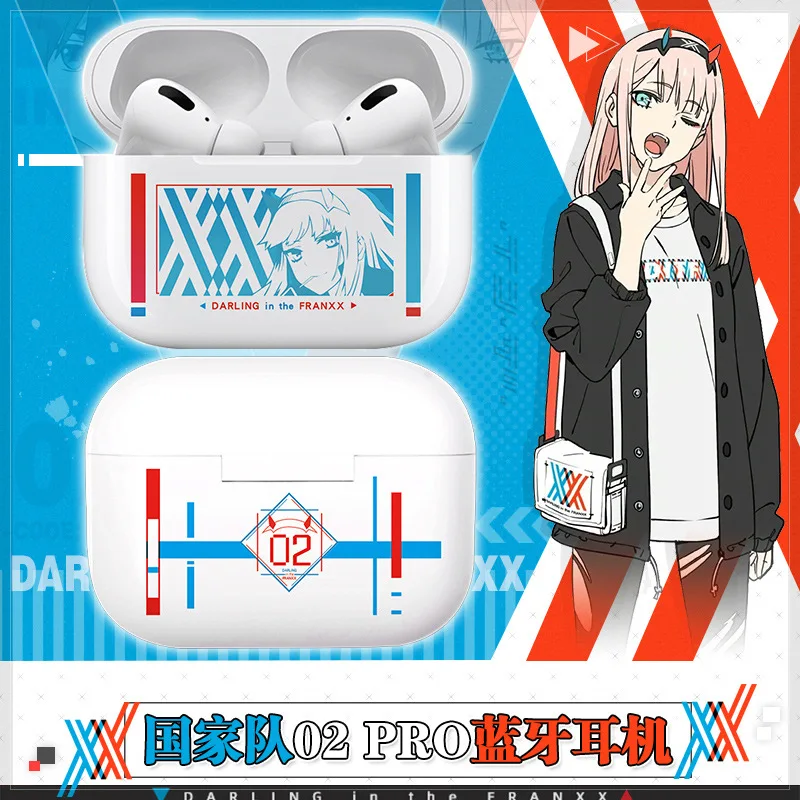 

DARLING in the FRANXX Bluetooth earphones Zero Two 02 CODE 002 cosplay For Android Wireless Earbuds 5.0 HD Charging box Anime
