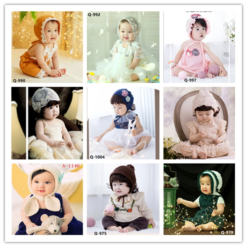 Dvotinst Baby Newborn Girls Photography Props Outfits Flora Dresses+Hat Set for 6-12M Fotografia Bonnet Studio Shoots Photo Prop
