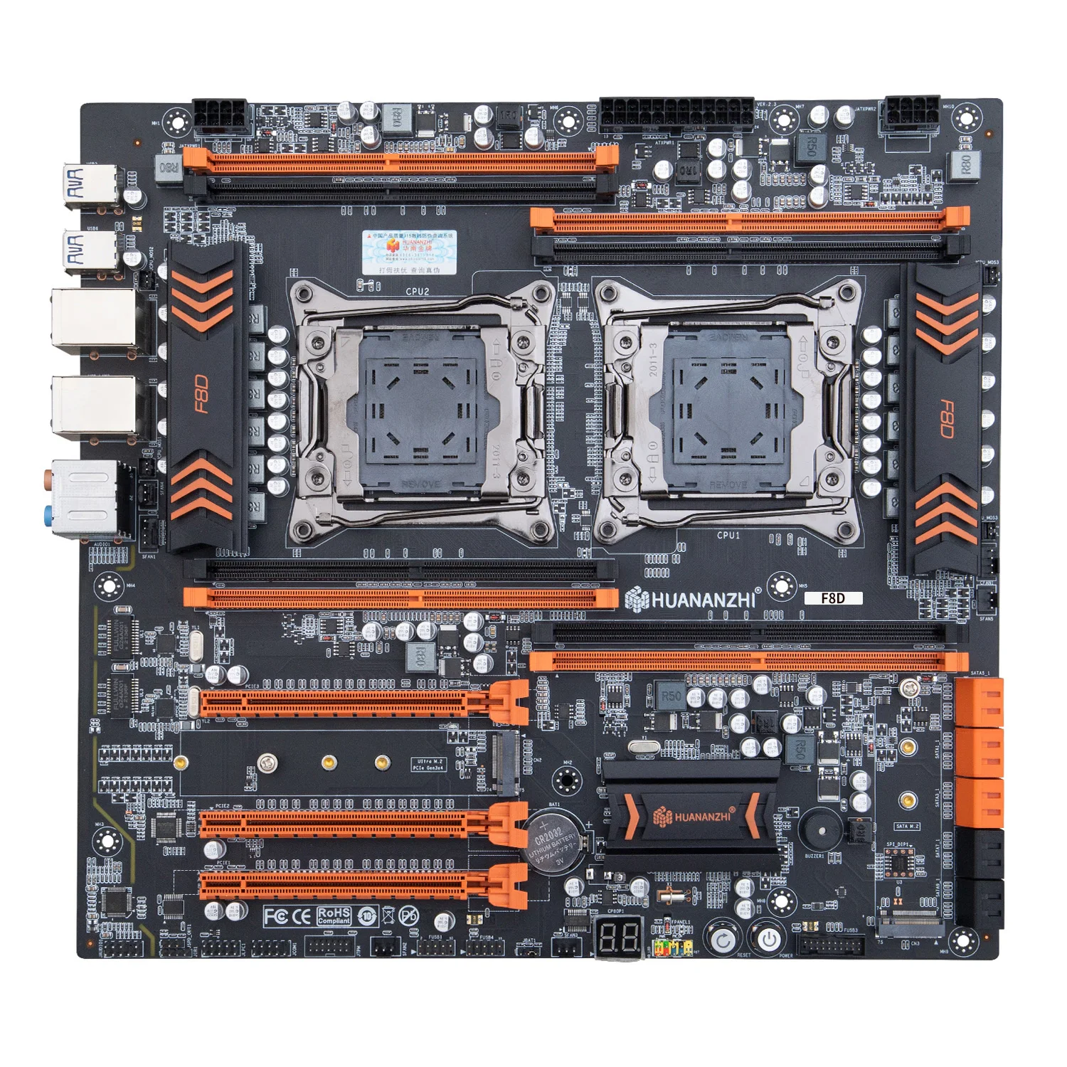 Материнская плата HUANANZHI F8D LGA 2011-3 Intel XEON Dual E5 LGA2011-3 все серии DDR4 RECC Серверная рабочая
