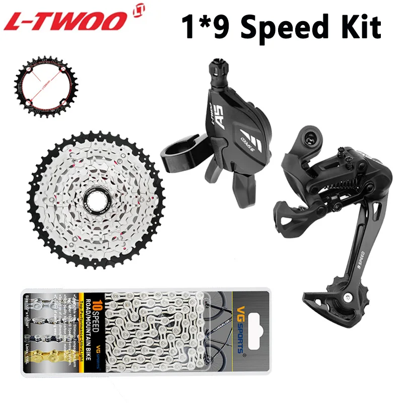 LTWOO A5 1*9 speed kit shift lever rear derailleur 9v Cassette 11-36/40/42/46/50T flywheel X9 chain 104BCD chainring 9S Groupset