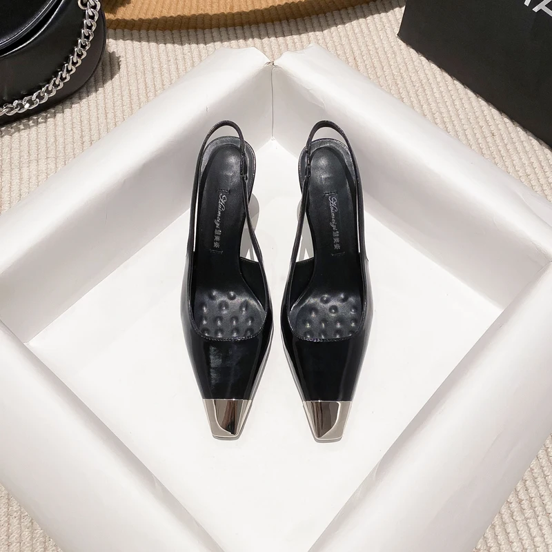 2023 Summer Fashion New Women's High Heel Shoes Back Hollow Women's Sandals Pointed One Button Thin Heel Pumps Sexy Party Shoes