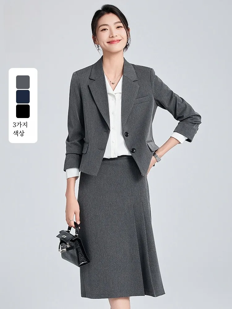 Gray Small Suit Dress Outfit Women Spring and Autumn Professional Interview Guest look Commuter Workplace Temperament S...
