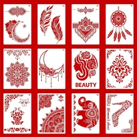 12pcs flower paint template stencils drawing reusable plastic stencil for diy craft wall home decor wood journal