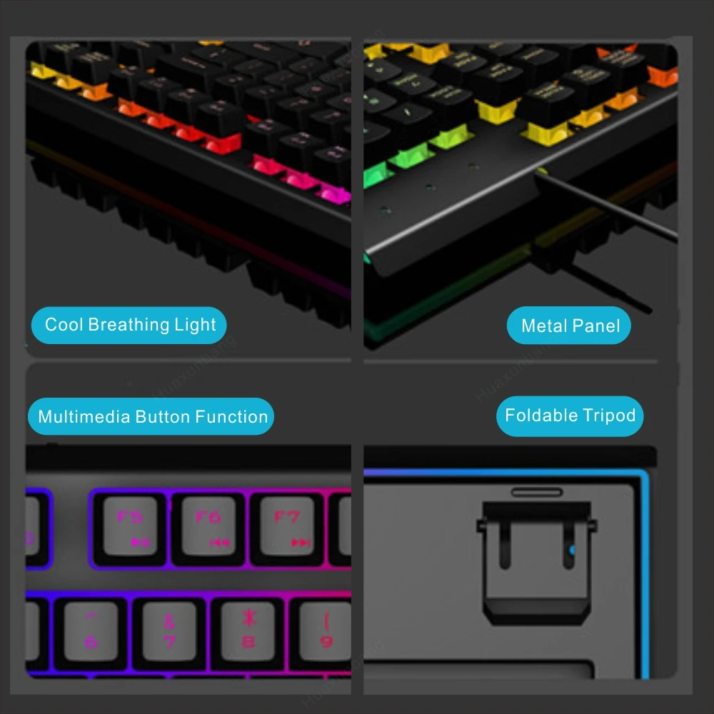 Игровая клавиатура с RGB-подсветкой механическая Водонепроницаемая эргономичная