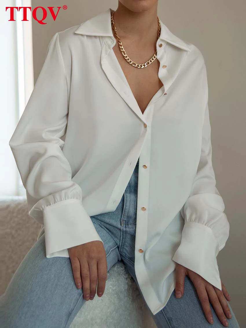

TTQV Autumn Fashion Woman Blouses 2022 Elegant Loose Blouses For Women Long Sleeve White Long Shirt Office Lady Female Clothing