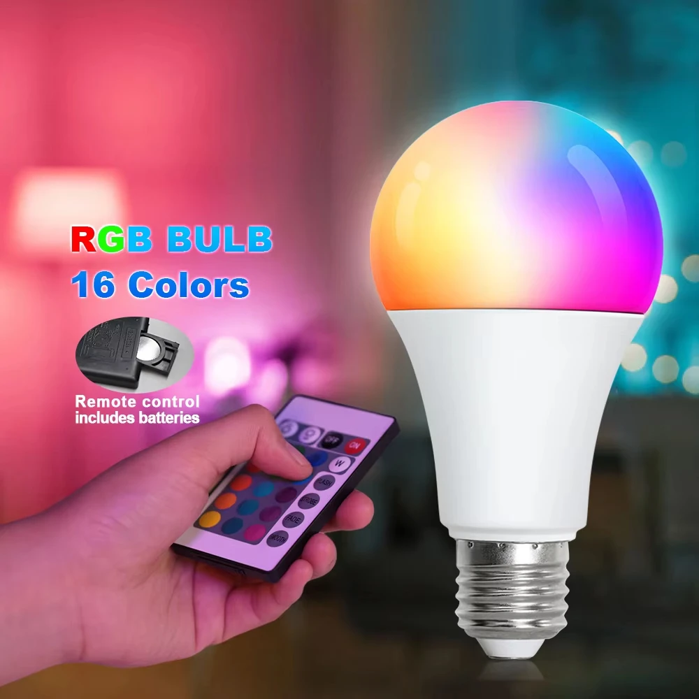 

RGB Светодиодная лампа E27 220-230В с пультом