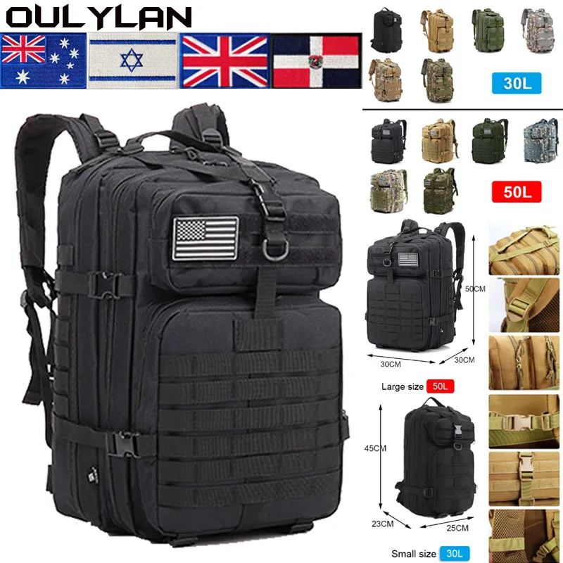 

Trekking Tactical Hunting Nylon Bags For Sport Waterproof Pack Military Backpack 50L/30L Large Capacity Man Rucksacks
