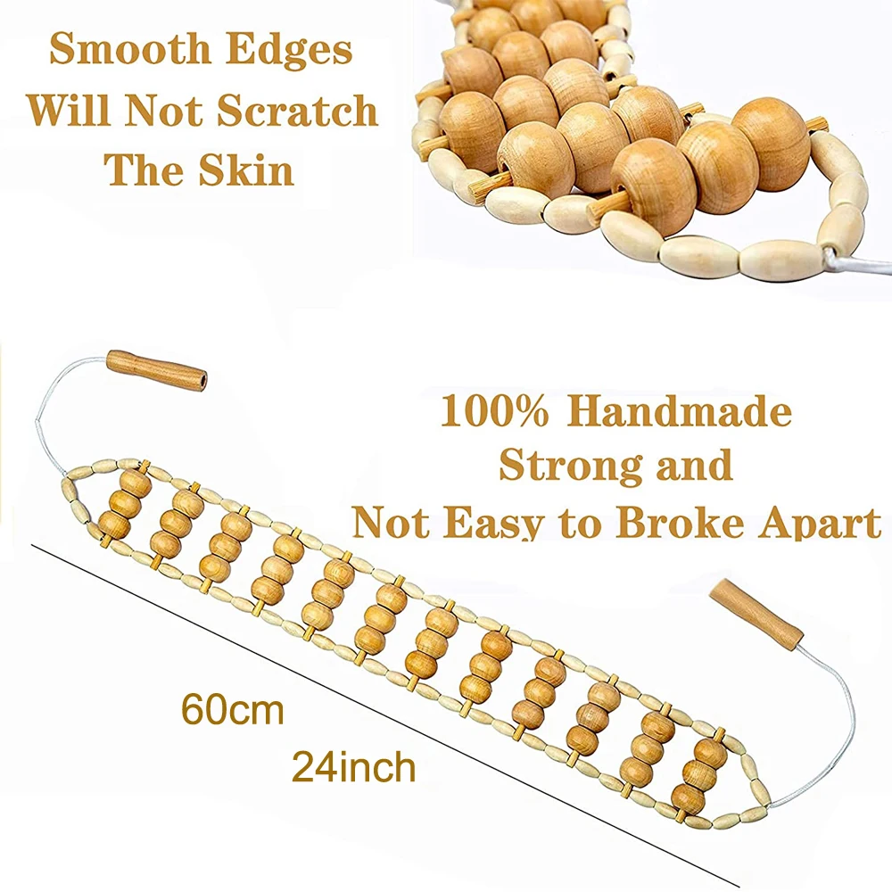 TCCRE Wood Back Massage Roller Rope Therapy Cellulite Tools Self For Neck Leg Pain Relief | Красота и здоровье