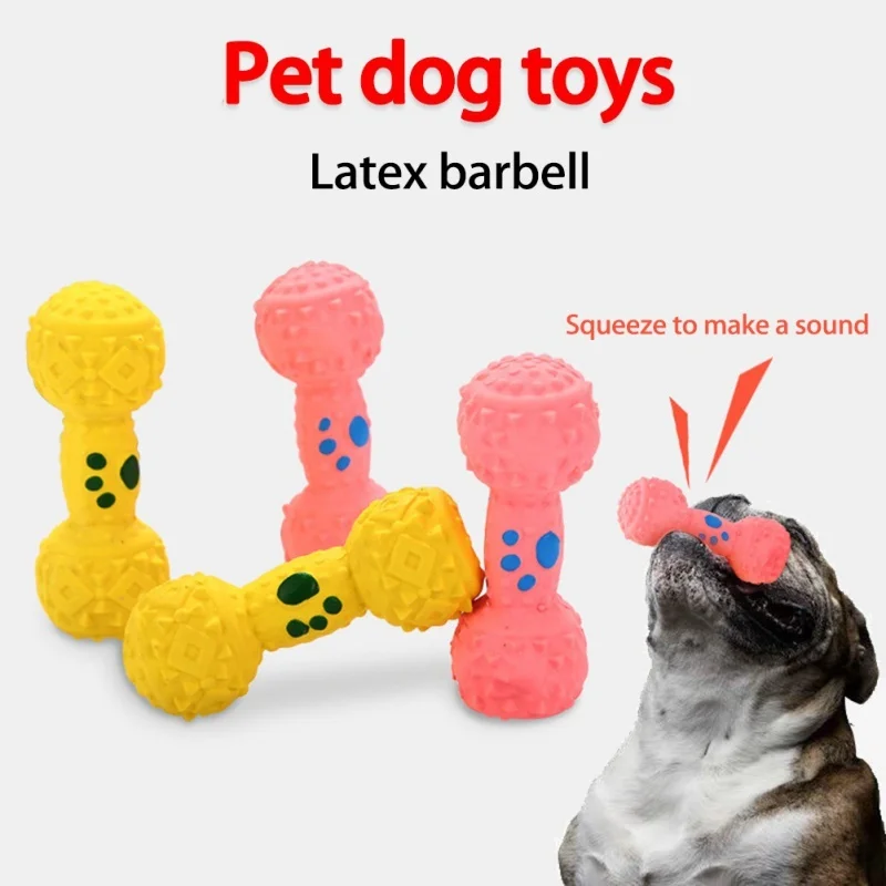 

Pet Dog Toys Latex Dumbbell Shape Chew Toys Bite Resistant Cleaning Teeth Chew Toys Dog Training Supplies Multi-color Optional