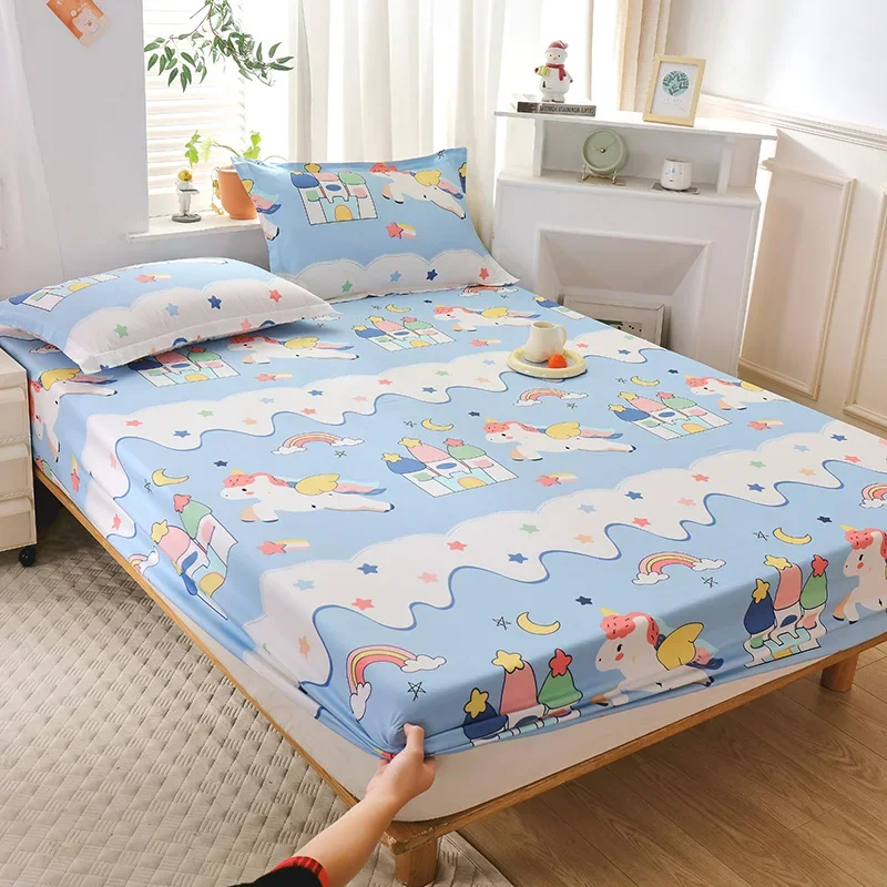 Простыня с мультяшным единорогом и 2-мя наволочками Kawaii Волшебное животное