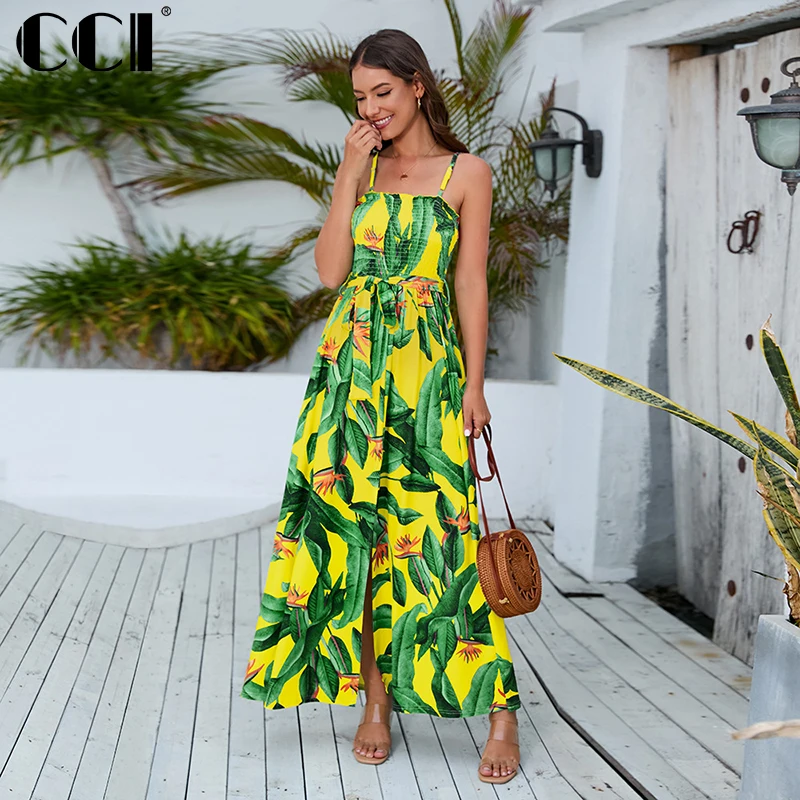 

Женские деловые платья CCI до щиколотки, свободного покроя, из полиэстера, трапециевидного силуэта, с цветочным принтом, на бретелях-спагетти