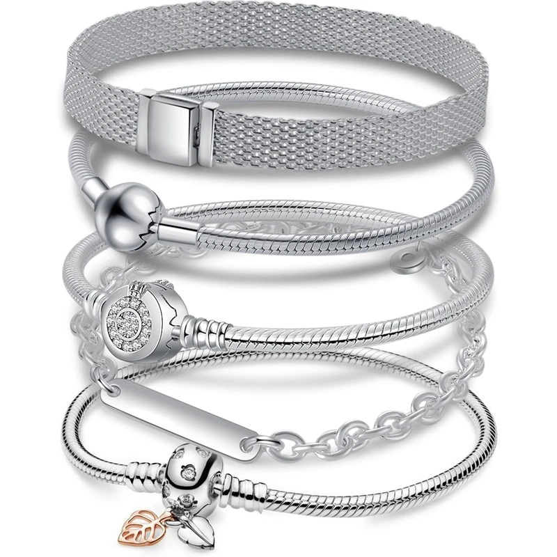 

Браслеты из стерлингового серебра 925 пробы с застежкой в виде сердца с синим диском и веером, браслеты-цепочки со змеиным плетением, браслет...